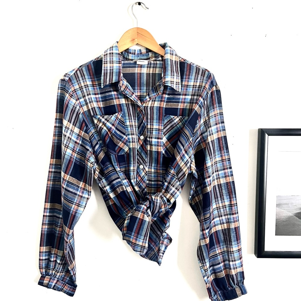 Vintage Sears Blue Multi-Tone Plaid Button-Down Shirt